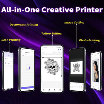 Tattoo Stencil Printer D80 - Wireless Bluetooth Thermal Printer for Tattoo Transfer Paper & A4 Office Printing