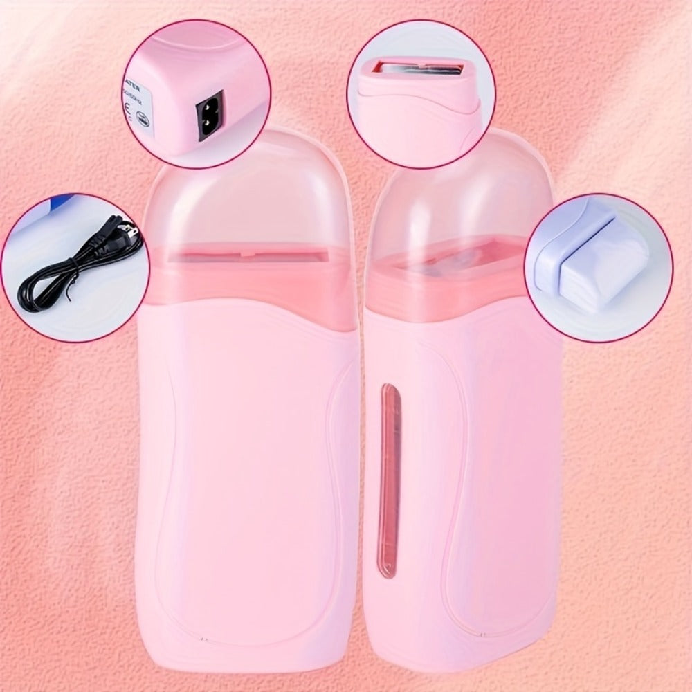 Wax Warmer Roller Kit for Hair Removal – Portable Electric Roll-On Soft Wax Heater for Women & Men, At-Home & Salon Waxing