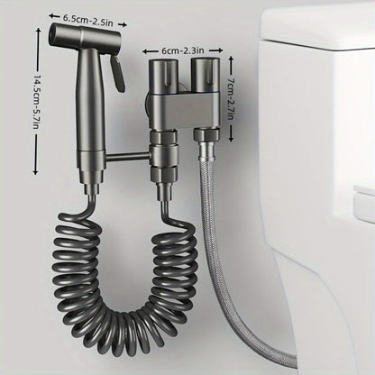 Bidet Toilet Spray Gun Angle Valve One In Two Out Handheld Flusher Booster Sprayer for Toilet for Entryways, Bedrooms and Living Spaces