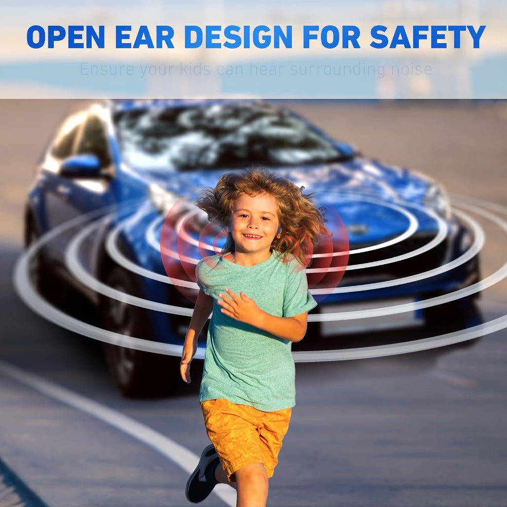 Kids Open Ear Headphones Air Conduction Wireless Bluetooth Headset Mic 20H Playtime for Bedside Audio, Alarms and Room Entertainment