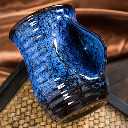 Speckled Hand-Warmer Coffee Mug with Sculpted Side Grip in Blue or Oil-Pink 560ml Options Pictured