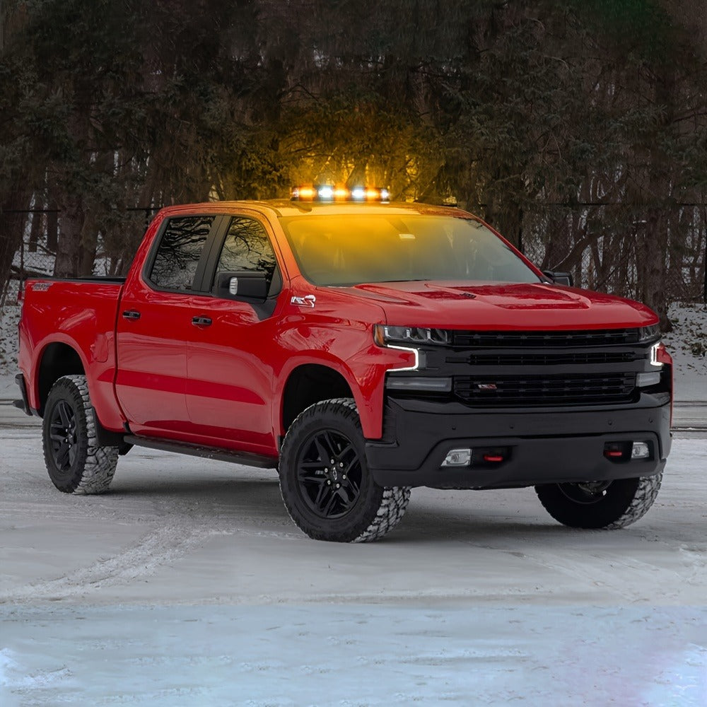 126 LED Roof Strobe Beacon Light Bar IP67 Waterproof Emergency Hazard Flashing Warning Light 12-24V for Construction Vehicles Tow Trucks