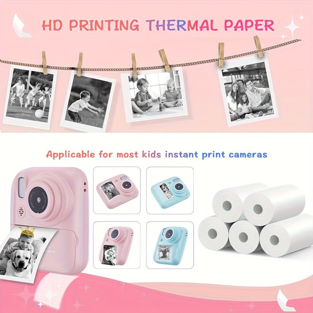 Kids Instant Print Digital Camera 1080P with 2.4" Screen, 3 Rolls Print with the Listed Color, Size or Set Options for Everyday Use