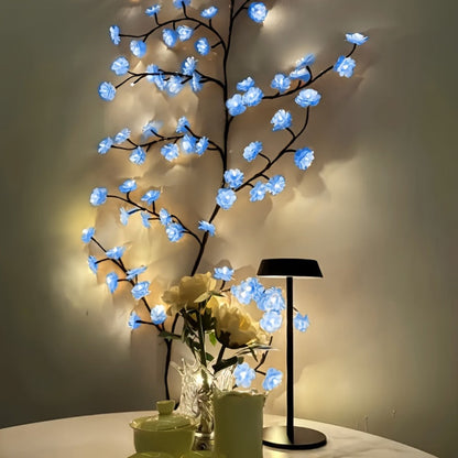 Cherry Blossom LED Fairy Lights USB Powered, 96-Light Faux Floral Garland, Dimmable & Cool White