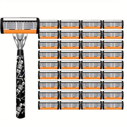 Safety Razor for Men 7-Layer Progressive Blades – Non-Slip Stainless Steel Handle Classic Double Edge Razor for Beard & Mustache Grooming