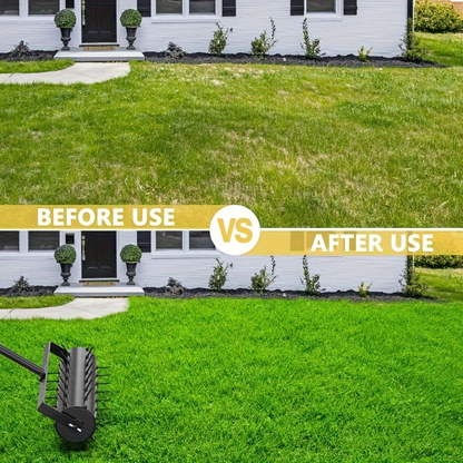 Lawn Punch Aerator 17" Heavy-Duty Metal Roller with Bearing Design, 60" Long Handle for Effortless Weeding & Aeration