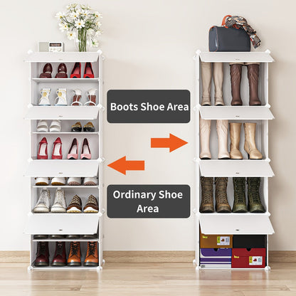 Shoe Rack Organizer Free Standing, Shoe Storage Cabinet for Boots, Slippers & High Heels, 2×6 / 3×8 Tier Shoe Shelf for Closet