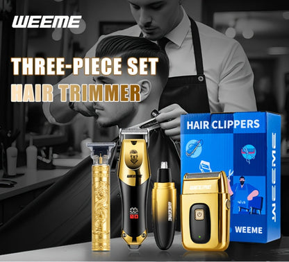 Beard Trimmer Set for Men - USB Rechargeable Hair Clipper & Grooming Kit with Battery Indicator, Comb Attachments