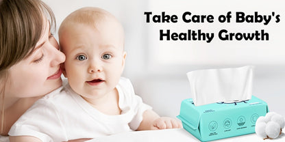 100% Cotton Disposable Face Towels Draw-Style Box 200 400 600 Count, for an Everyday Personal Care Routine