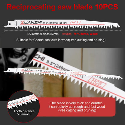 Wood Cutting Reciprocating Saw Blades 10PCS S1531L for Garden Pruning Branch Trimming Tree for Entryways, Bedrooms and Living Spaces