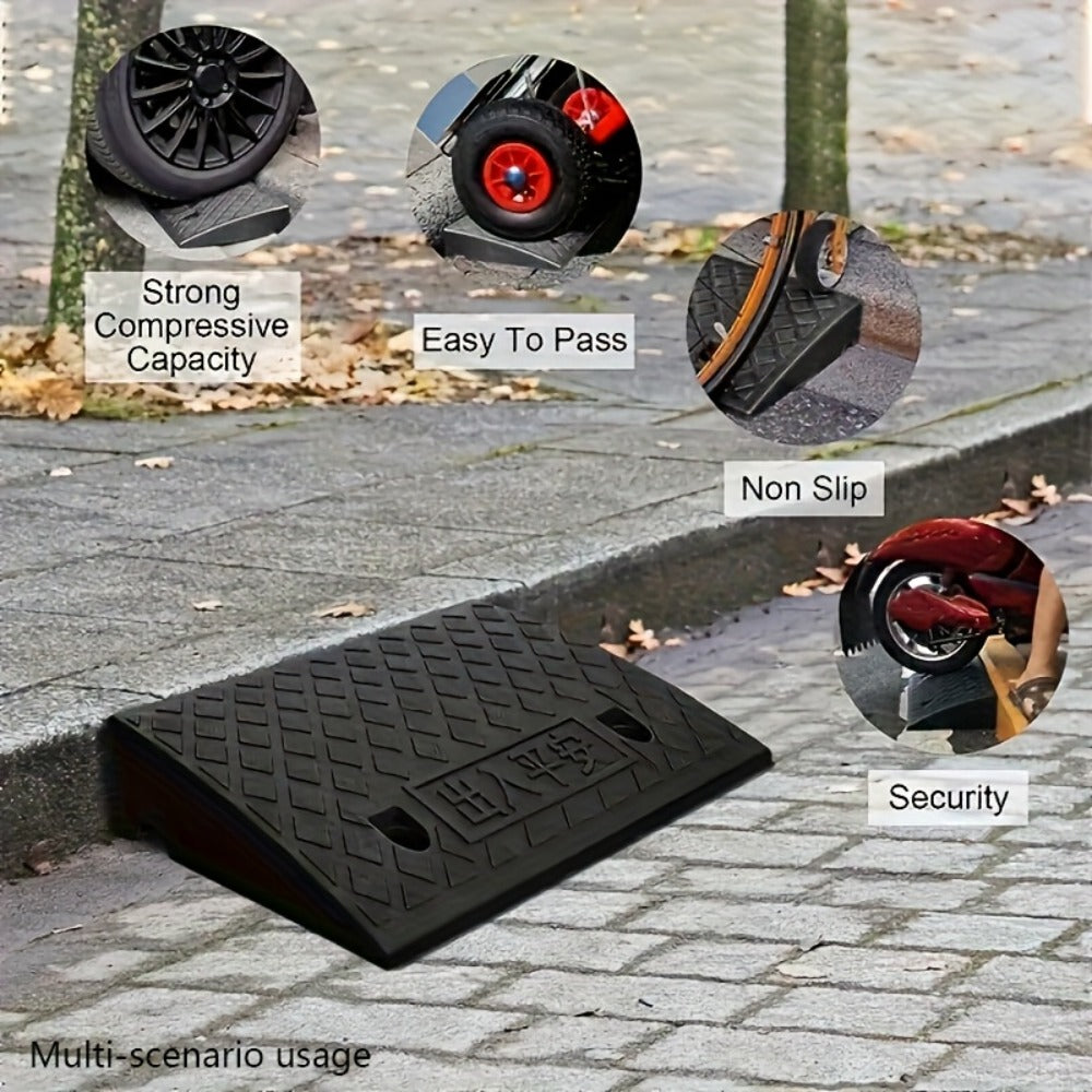 Curb Ramp 2-Pack Portable Plastic Threshold Ramp Set for Low Floor Vehicles, Motorcycles, Wheelchairs