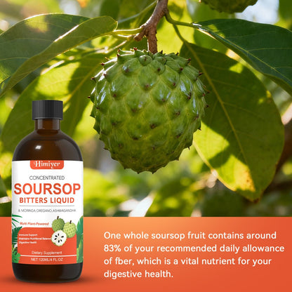 Soursop Bitters Liquid Herbal Supplement, Gut Health Support with Moringa, Oregano & Ashwagandha