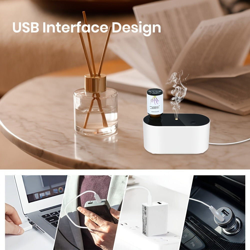 Essential Oil Diffuser Waterless Aroma Diffuser, USB Mini Humidifier, 3 Misting Modes, Color LED Lights