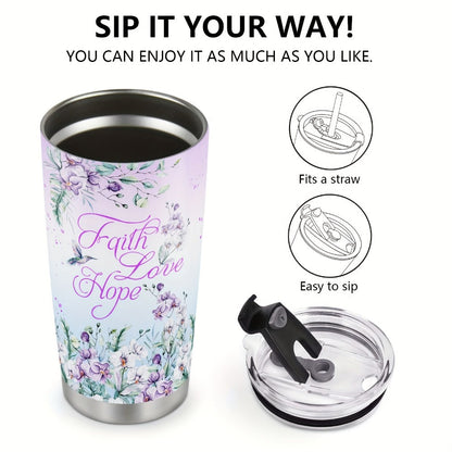 Hummingbird Flower Vacuum Insulated Travel Tumbler 20oz – Gift for Mom Grandma Sister Daughter Birthday Valentine's Day