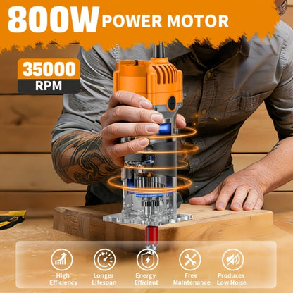 Wood Router Edge Trimmer 800W 6.1Amp Compact Hand Router Tool 35000RPM with Variable Speed, 1/4" Collet
