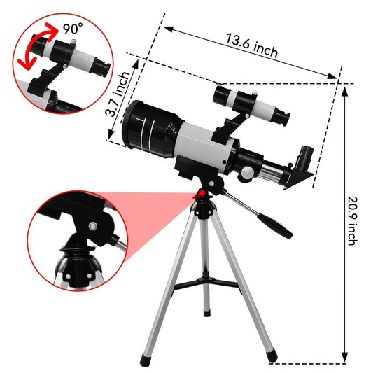 F30070 Refractor Telescope Kit with 13.6-Inch Tube, 20.9-Inch Tripod and Phone Adapter Pictured