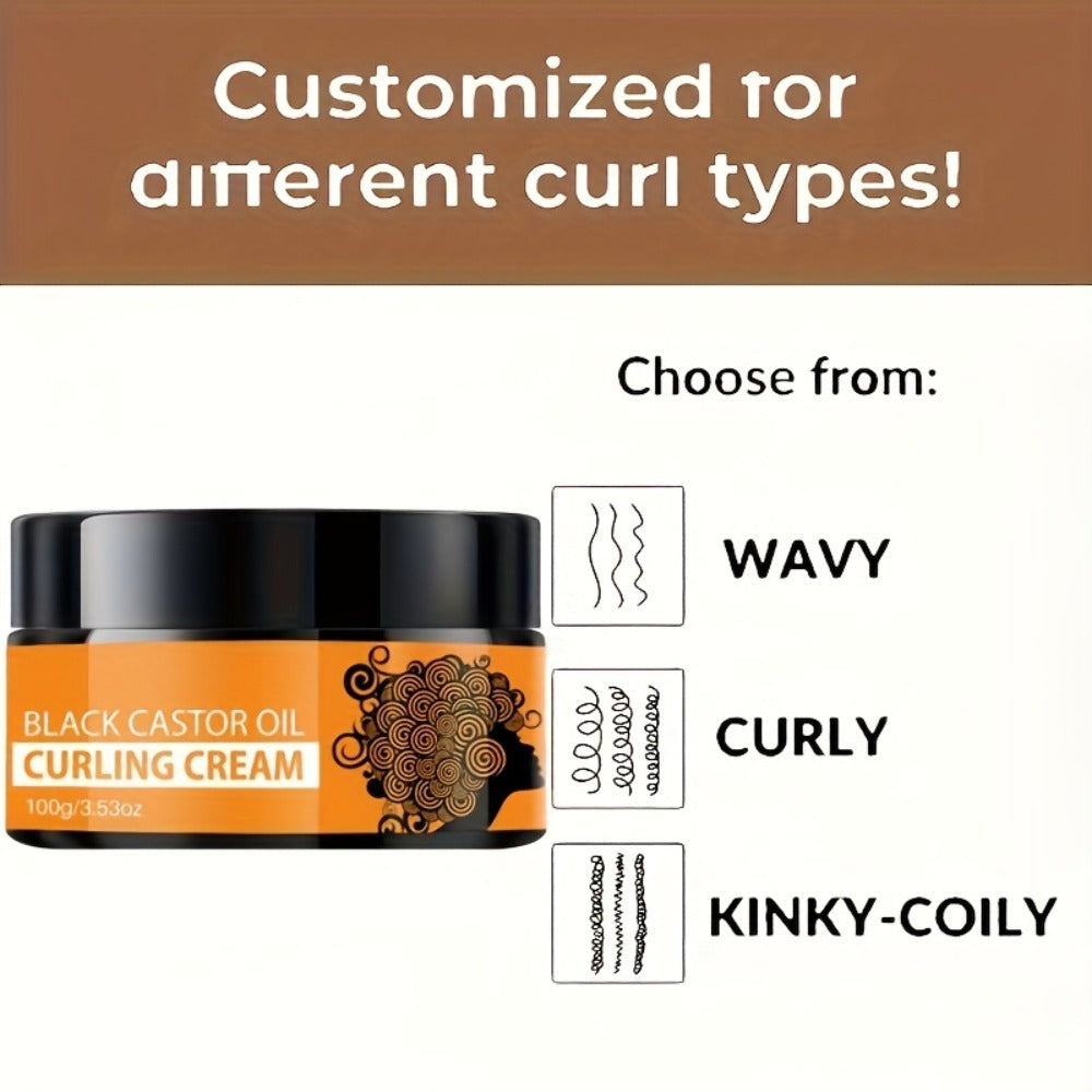 Castor Oil Curl Defining Cream 2-Pack, Deep Moisture Curl Styler with Rosemary & Coconut Oil, Frizz Control