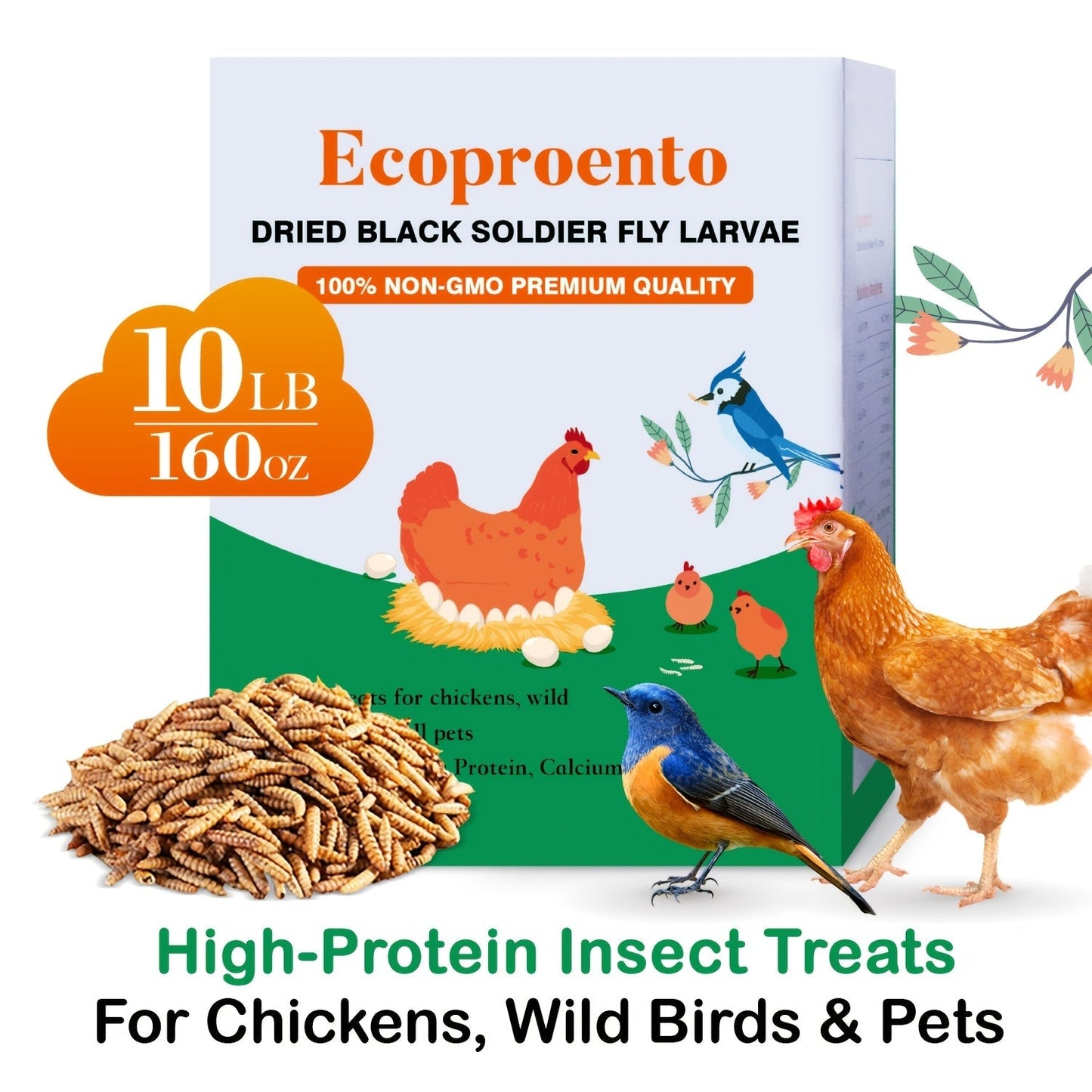 Dried Black Soldier Fly Larvae High Calcium Chicken Feed for Garden, Patio and Yard Use, with the Listed Configuration