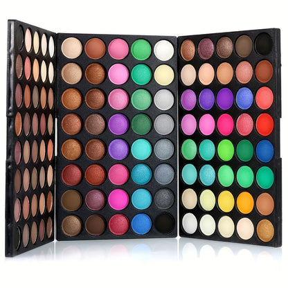 120 Shade Pro Eyeshadow Palette with 8 Brushes – Pearlescent & Matte Blendable Paste Formula for Smoky Eye, Cosplay, Stage & Holiday Glam