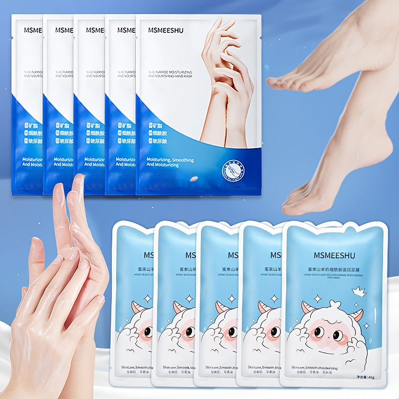 Moisturizing Foot Mask Socks with Goat Milk, Niacinamide & Ceramides – Exfoliating Cracked Heel Treatment