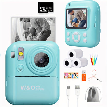 Instant Print Digital Camera for Kids Ages 3-12, 1080P, 2.4" Screen, 3 Rolls Print Paper & 32GB Card Included