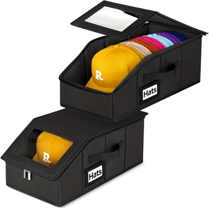 Hat Storage Box for Baseball Caps – Stackable Cap Organizer for Closet, Holds Up to 30 Caps, Freestanding Hat Boxes for Women & Men | 1pc