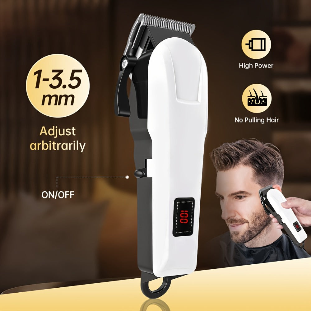 Hair Clippers & Trimmers White One-, Two- or Three-Piece Set with LCD Displays, USB-C Charging and Guide Combs