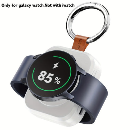 Portable Galaxy Watch-Compatible Charging Case with Keyring, Internal Ring Cradle and Black or White Housing