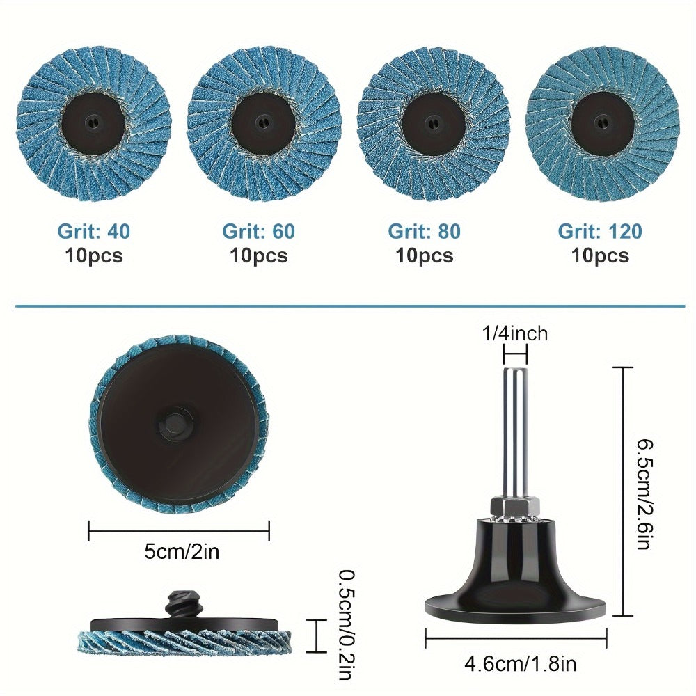 Quick Change Sanding Discs 40-Pack 2 Inch with 1/4 Shank Holder for Entryways, Bedrooms and Living Spaces
