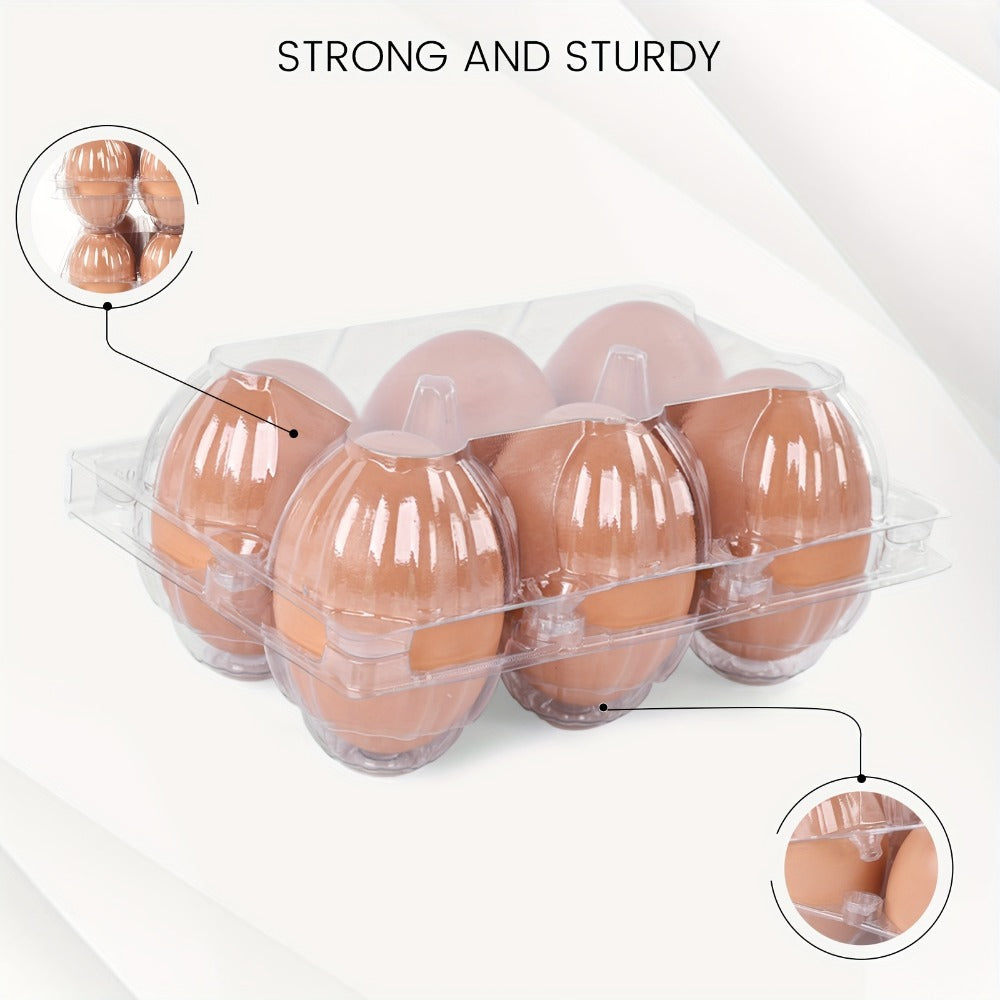 Plastic Egg Cartons, 60 Pack Clear 6-Cavity Reusable Egg Holders with 4 Label Stickers – Bulk Egg Carton Set for Home, Ranch, Chicken Farm