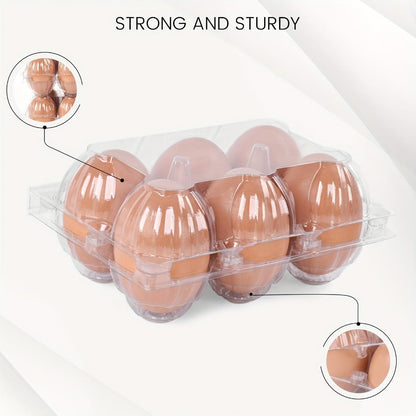 Plastic Egg Cartons, 60 Pack Clear 6-Cavity Reusable Egg Holders with 4 Label Stickers – Bulk Egg Carton Set for Home, Ranch, Chicken Farm