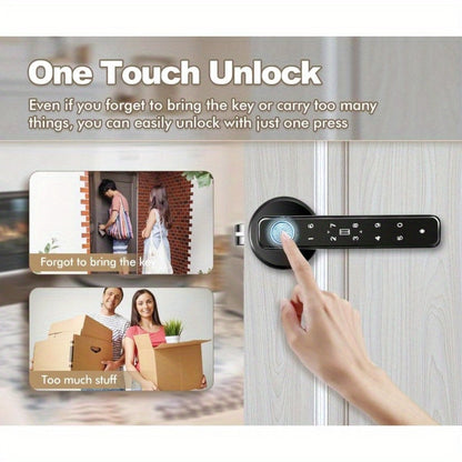 Smart Door Lock Handle with Fingerprint Keypad IC Card App and Key in Single or Double Row Options
