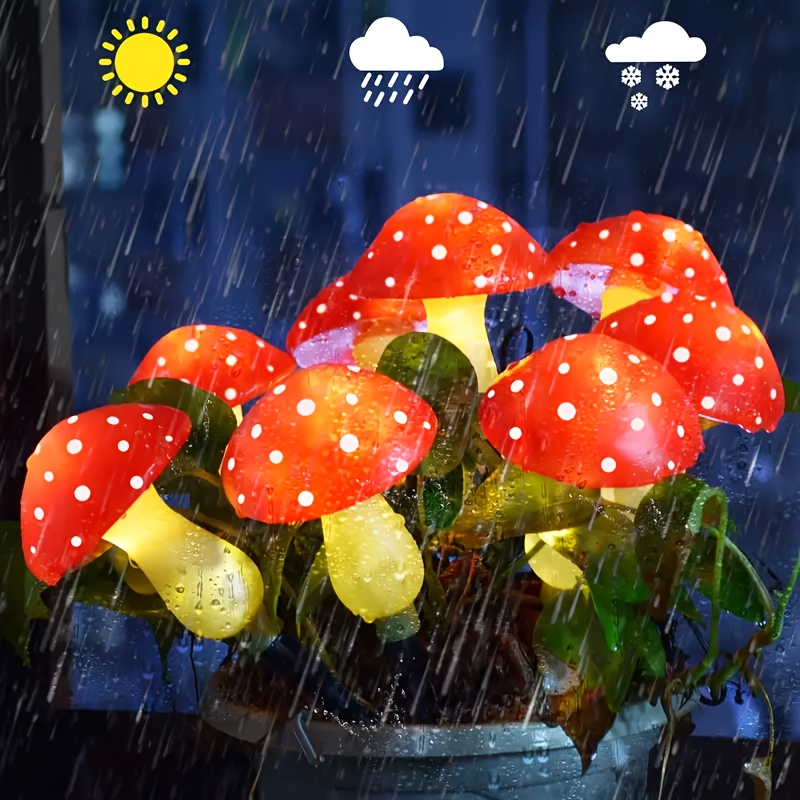 Solar Mushroom Garden Lights Outdoor 8 LED 8 Modes, for Garden, Pathway and Patio Lighting