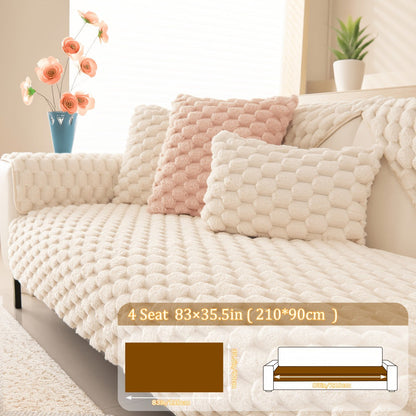 Sofa Cover 35.5-Inch Fuzzy Polyester Single-Piece Pad with Silicone-Dot Backing for 2 to 4 Seats