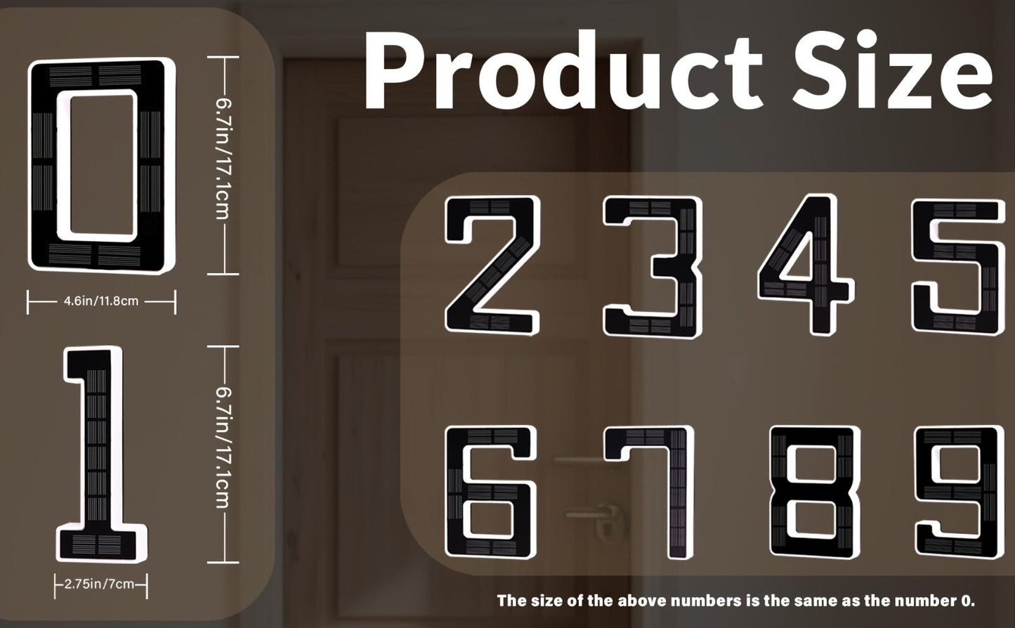 LED Solar House Number Light 6.7 Inch Wall Mounted, Smart Sensor Illuminated Address Number for Home Decor