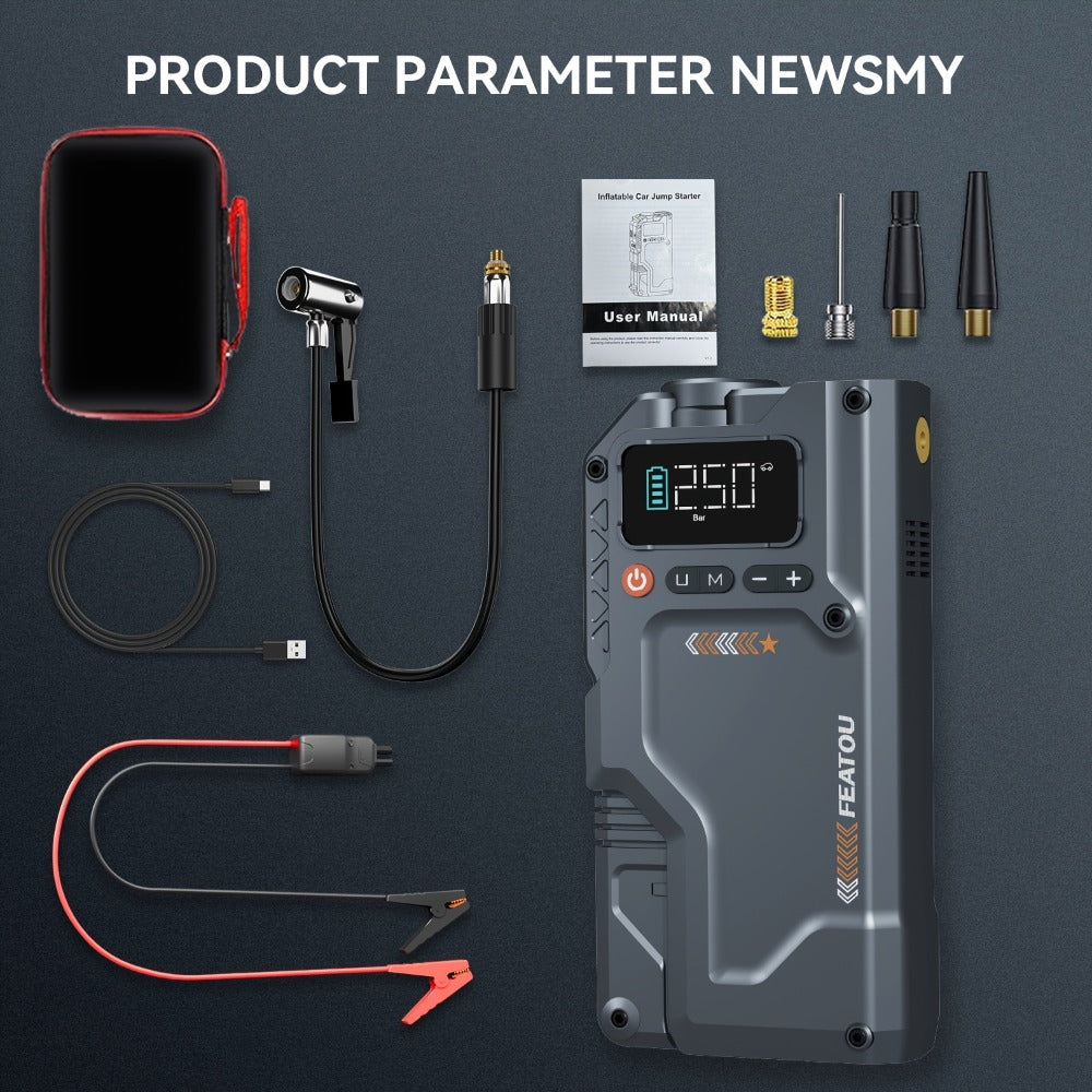 6000A/8000A Jump Starter with 150PSI Air Compressor – 7-in-1 Jump Box with Digital Tire Inflator, Portable Car Battery Charger for 12V