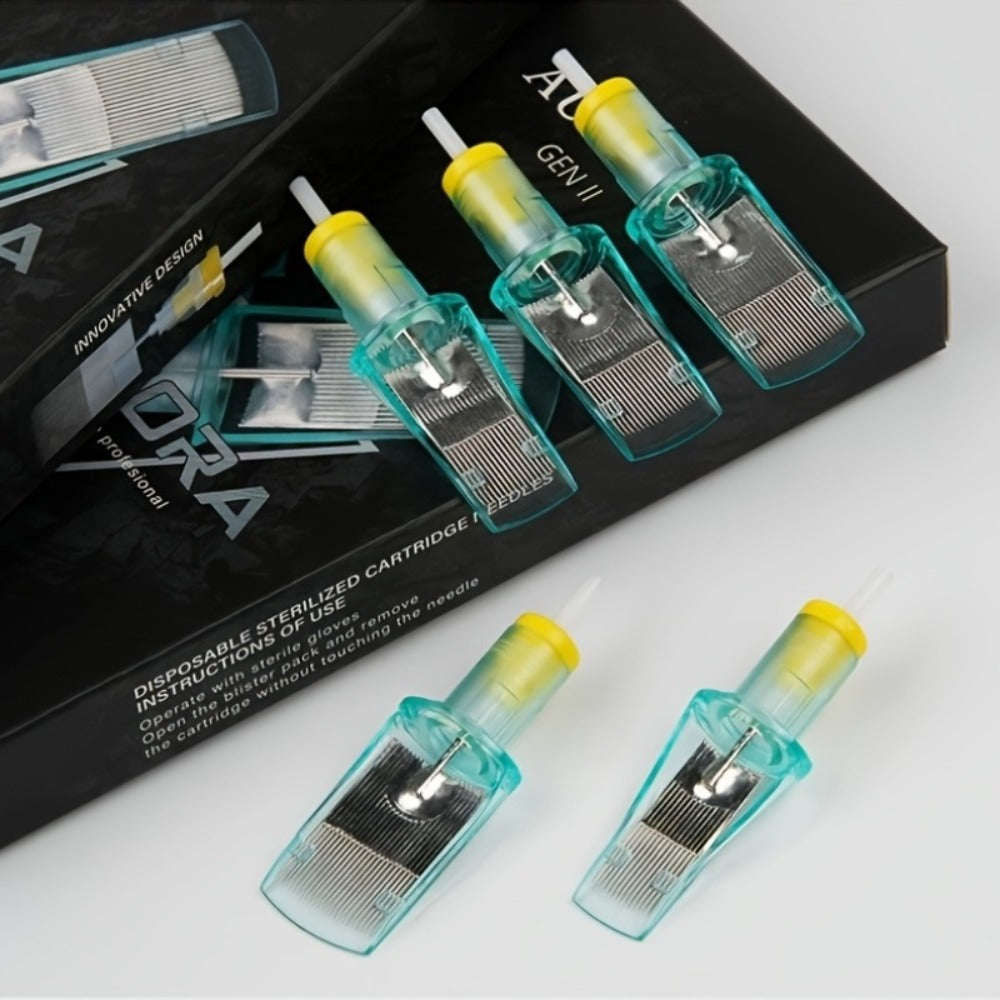 Tattoo Cartridge Needles with Aurora II Label, 10-Pack Curved Magnum Choices from 1229CM to 1249CM
