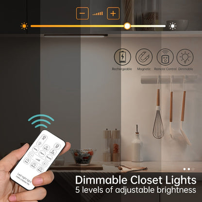 Motion Sensor Cabinet Light LED Under Cabinet Lights USB Rechargeable 3 Color Dimmable with Remote Control Magnetic Wireless Night Light