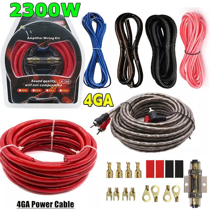 4 Gauge Amp Wiring Kit 2300W – Complete Car Audio Amplifier Install with RCA Cable, Subwoofer Wire, AGU Fuse Holder, Speaker & Remote Wire