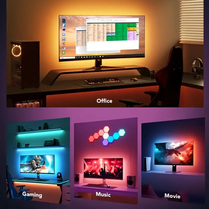 TV Backlight LED Strip Lights RGB 12.5ft – USB Powered Bias Lighting for 35-80 Inch TVs for Home, Desk and Accent Lighting