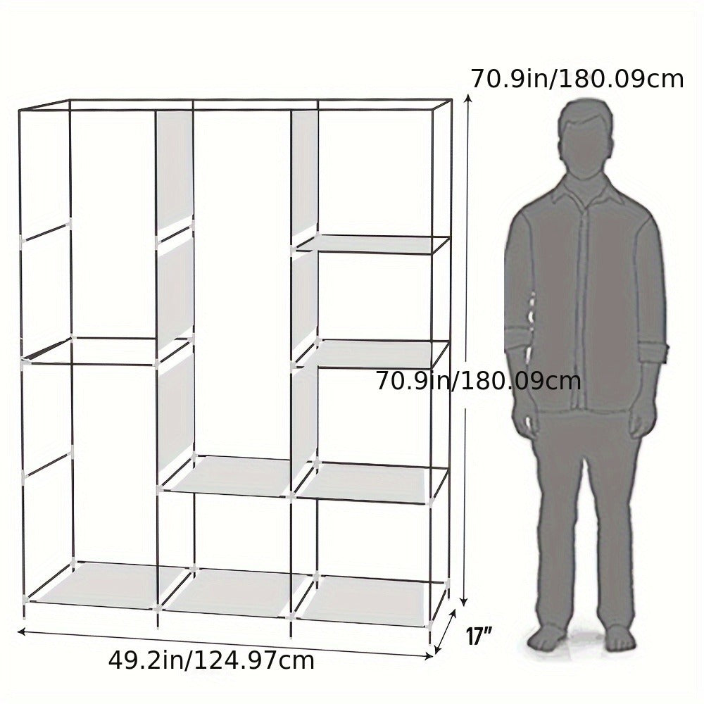 Portable Closet Wardrobe Organizer 71" Clothes Rack with Shelves, Freestanding Bedroom Storage Closet System