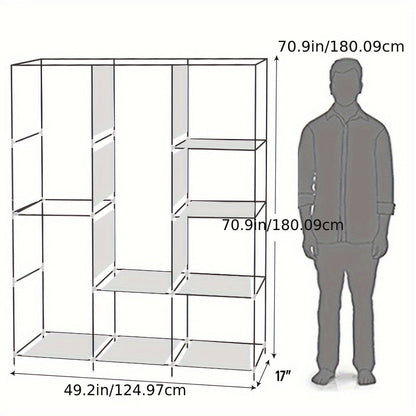 Portable Closet Wardrobe Organizer 71" Clothes Rack with Shelves, Freestanding Bedroom Storage Closet System