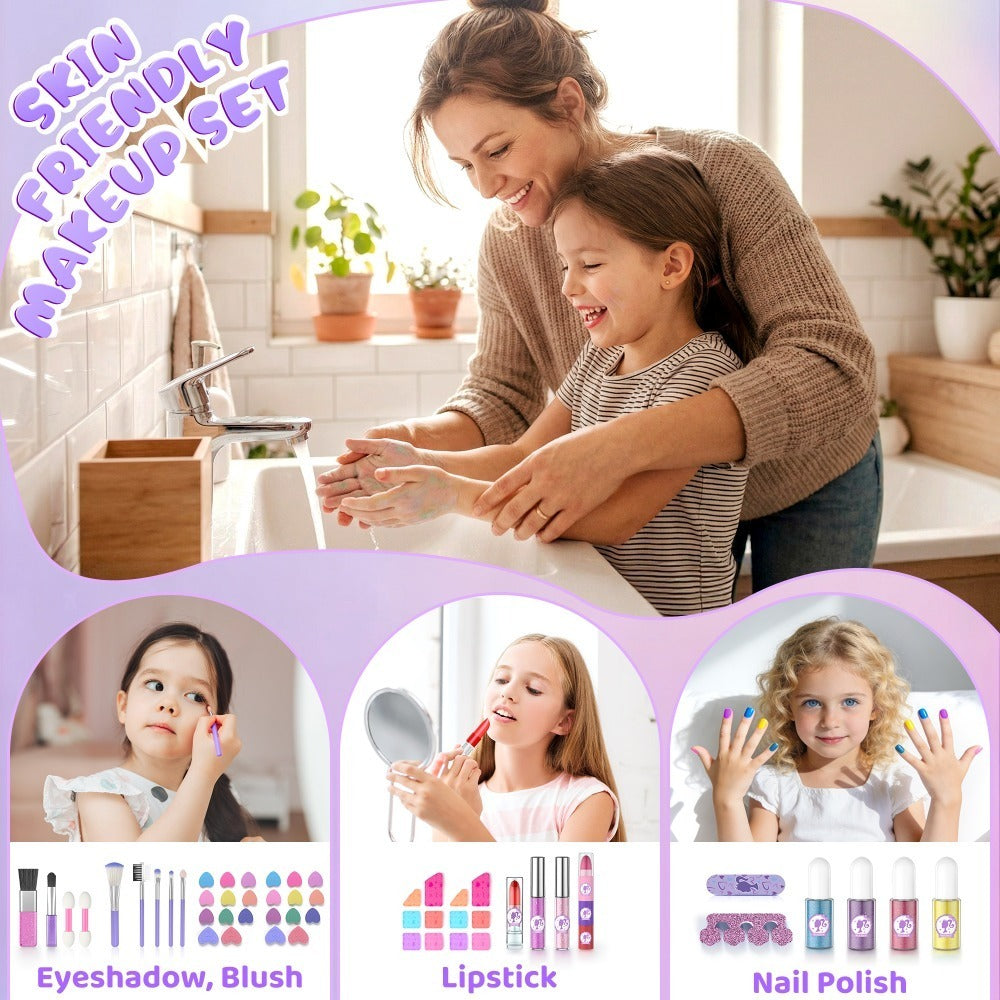 Girls Makeup Set with Dressing Table & Mirror - Princess Pretend Play Vanity Toy for Kids Ages 3-12