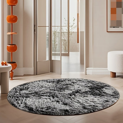 Area Rug Fluffy Faux-Fur Shag in Solid, Tie-Dye and Ombre Colors with Six available Room Sizes