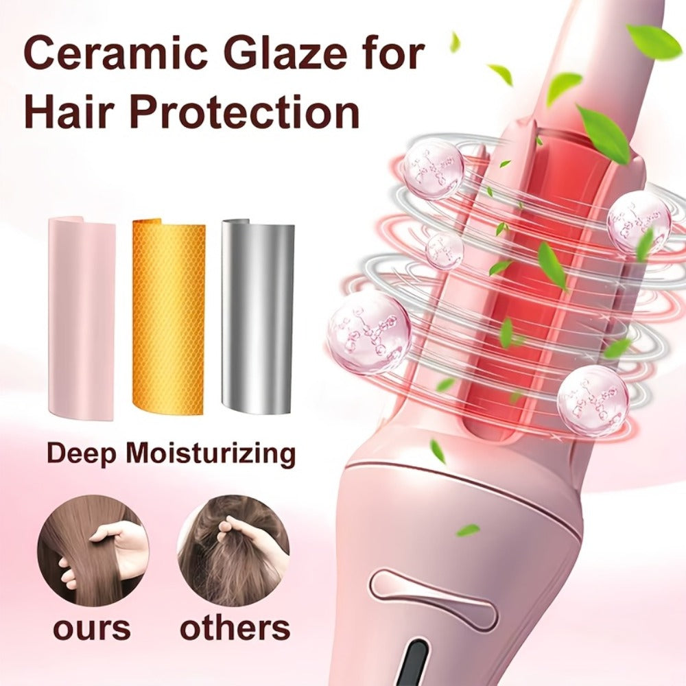 Automatic Curling Iron for Women with Ionic Technology, 4 Temperature Settings, 3 Timer Options, Dual-Direction Rotation