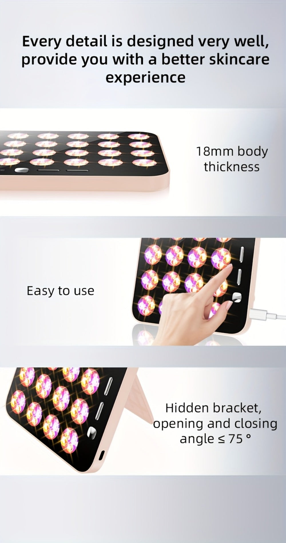 LED Light Therapy Device for Face & Body with Stand - Home Spa for Entryways, Bedrooms and Living Spaces