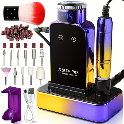 45000RPM Cordless Nail Drill Machine, Rechargeable Professional Electric Efile for Acrylic & Gel Nails
