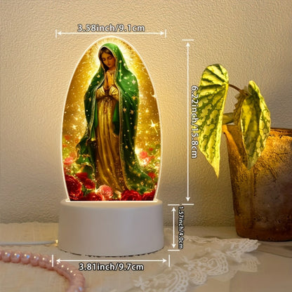 Guadalupe Prayer Light with White LED & Switch Control - Virgin Mary Night Light for Entryways, Bedrooms and Living Spaces