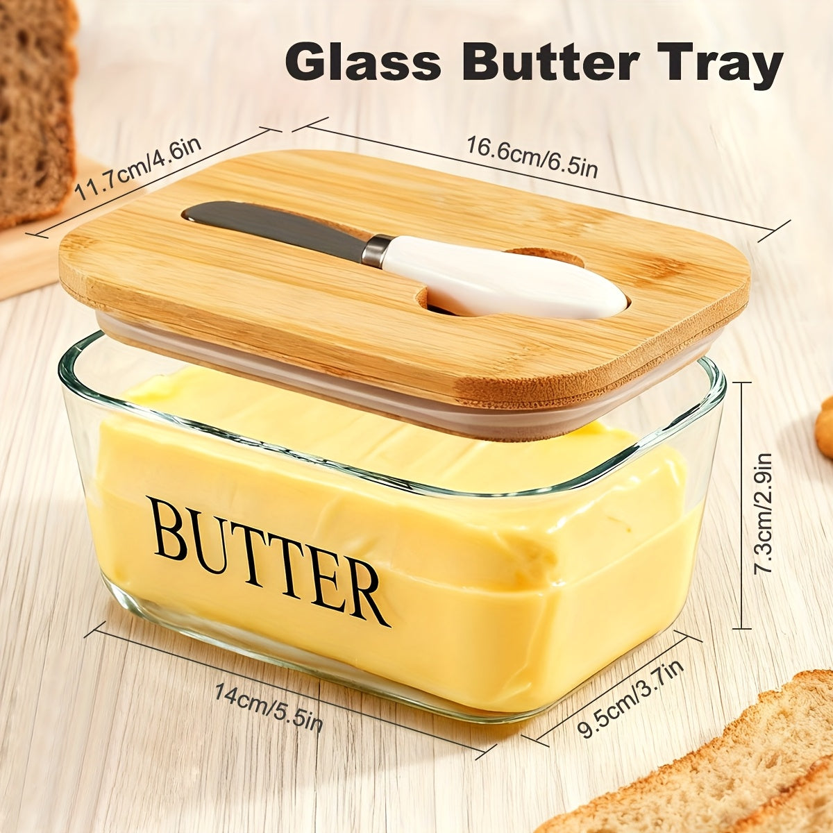 Ceramic Butter Dish with Lid and Knife, Large Countertop Butter Keeper, Airtight Seal, Easy-Clean Design
