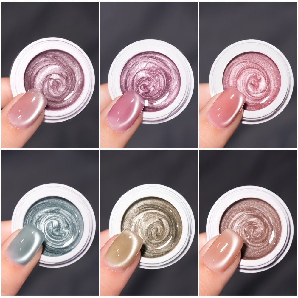 Gel Nail Polish MORDDA Six-Color Magnetic Cat Eye Kit with Included Nail Art Magnet for Home Manicures